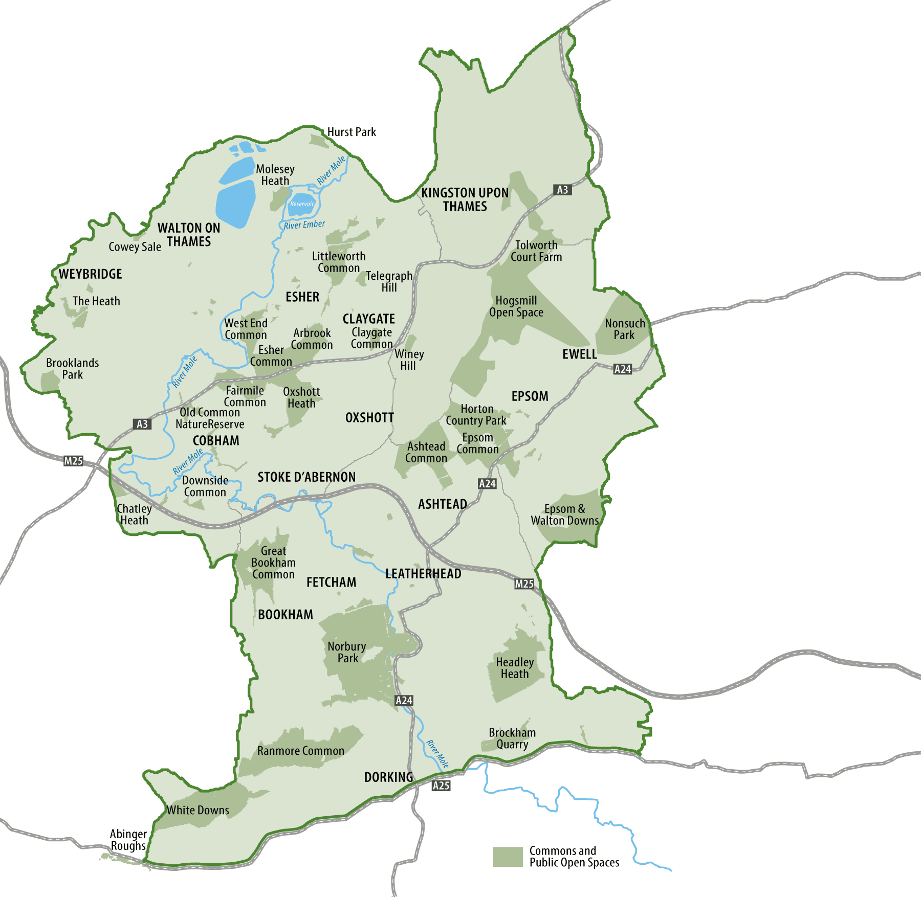 Map showing the area the Lower Mole Trust covers